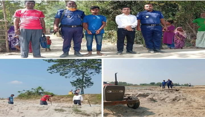 সাঘাটায় অবৈধভাবে বালু উত্তোলনের সময় অভিযান, কাঁকড়া চালকের কারাদন্ড